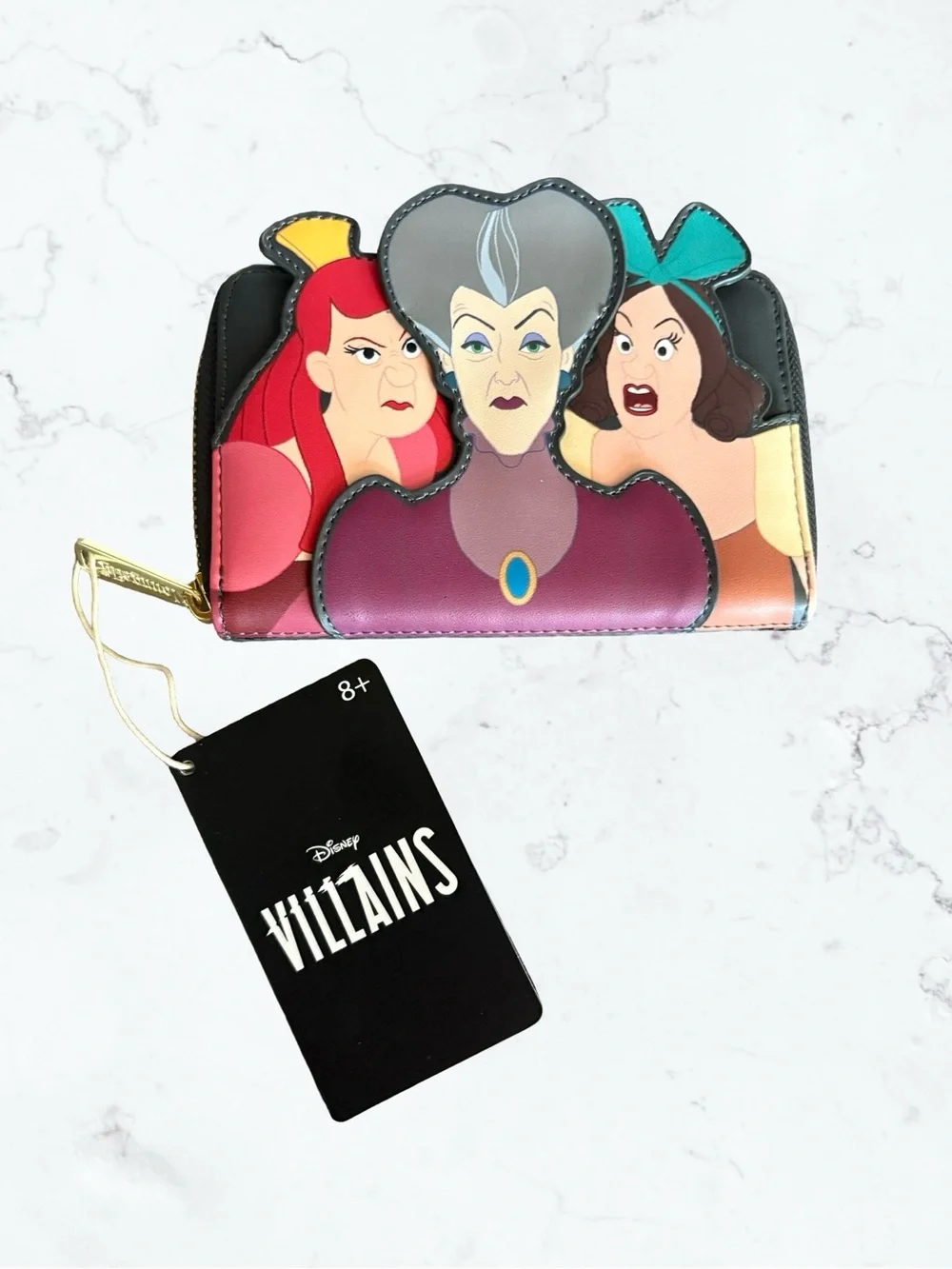Disney Villains Colorblock Zip-Around Wallet — Black, Purple, Red, Teal